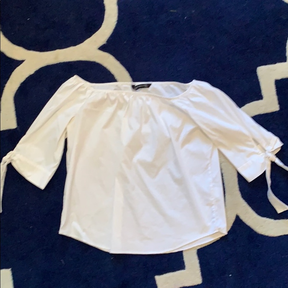White poplin off the shoulder top